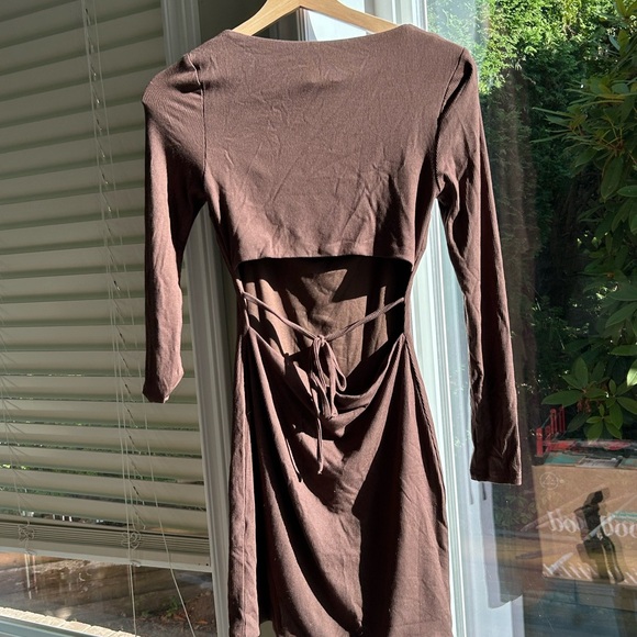 NEW princess polly long sleeve NOLAN MINI DRESS BROWN - Picture 4 of 10
